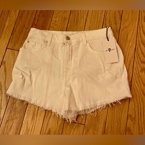 7 For All Mankind Cut Off Shorts Size 28 White Broken Twill Fringe style